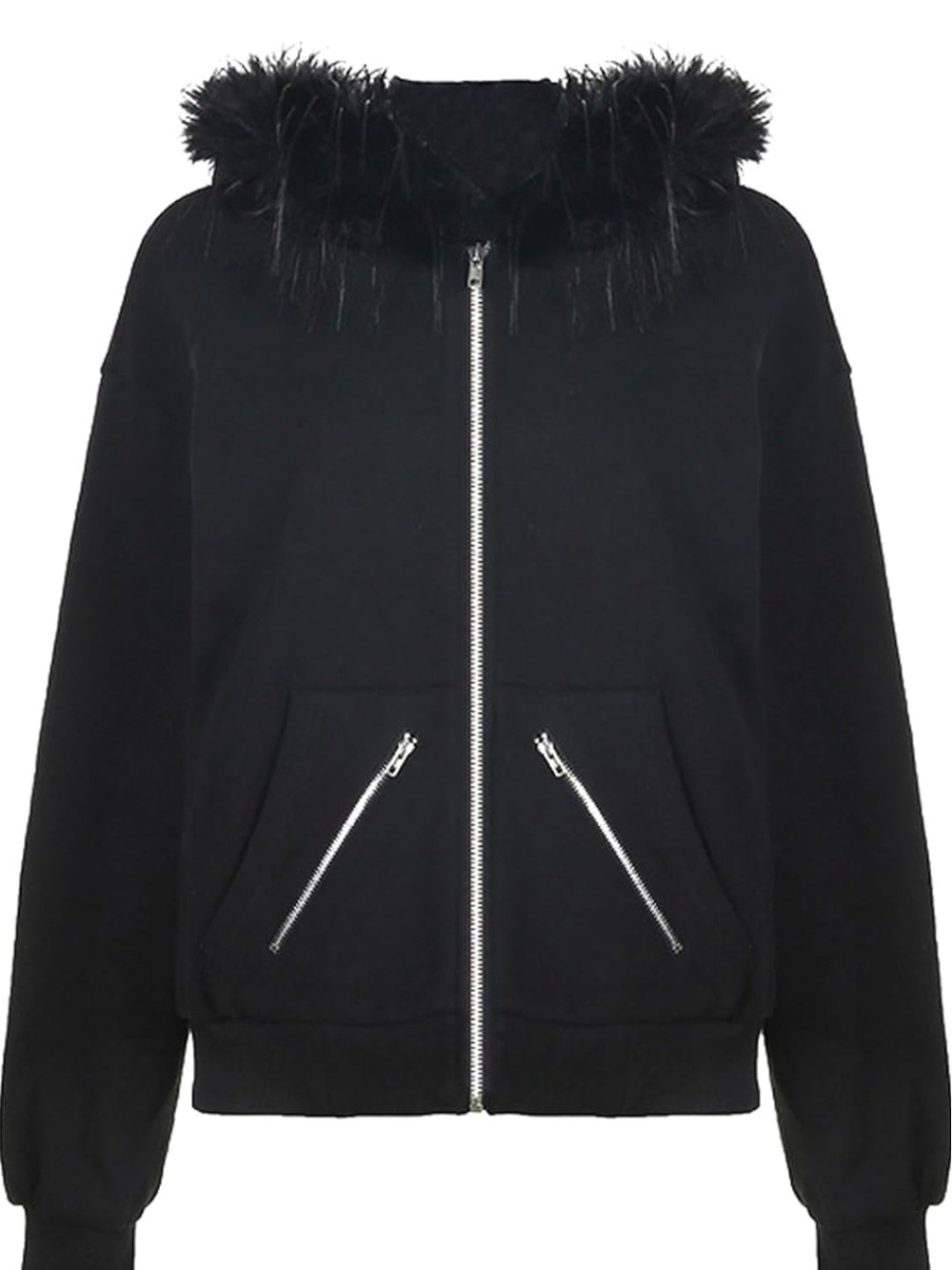 14th Addiction × If Six Was Nine Faux-Fur Zip Up Hoodie M